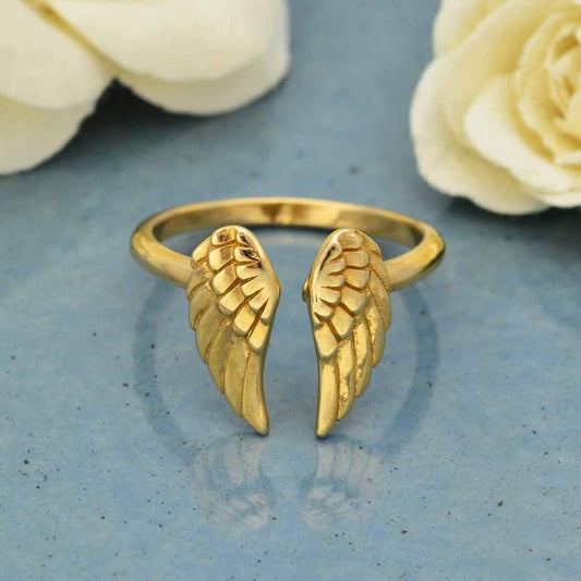 Angel Wings Adjustable Ring Bronze