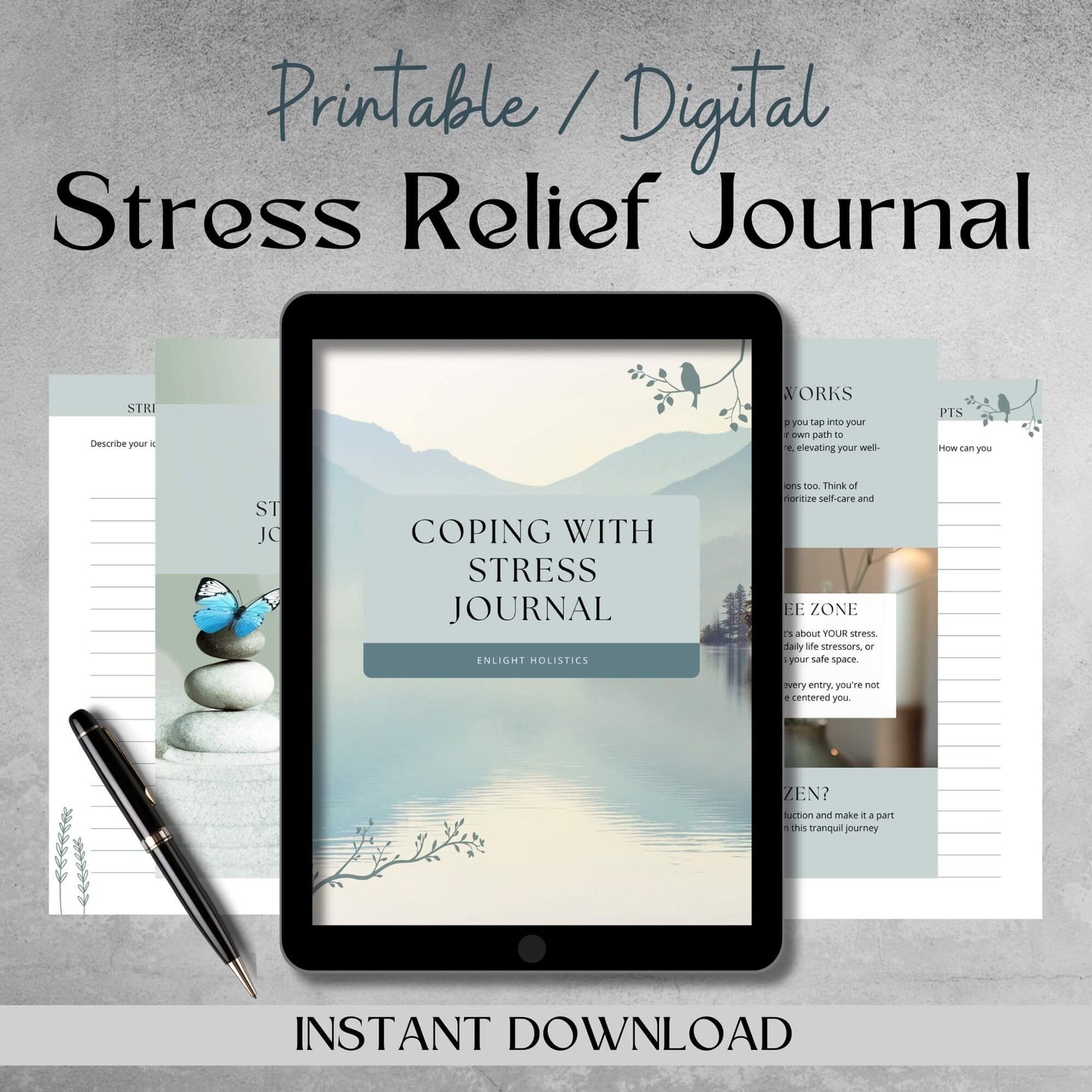 Coping With Stress Journal - Instant Pdf Download