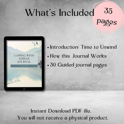 Coping With Stress Journal - Instant Pdf Download
