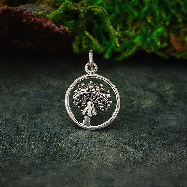 Sterling silver mushroom earrings. 