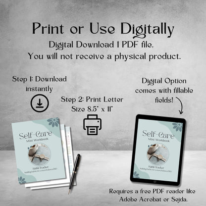 Self Care Mini Workbook - Instant Pdf Download