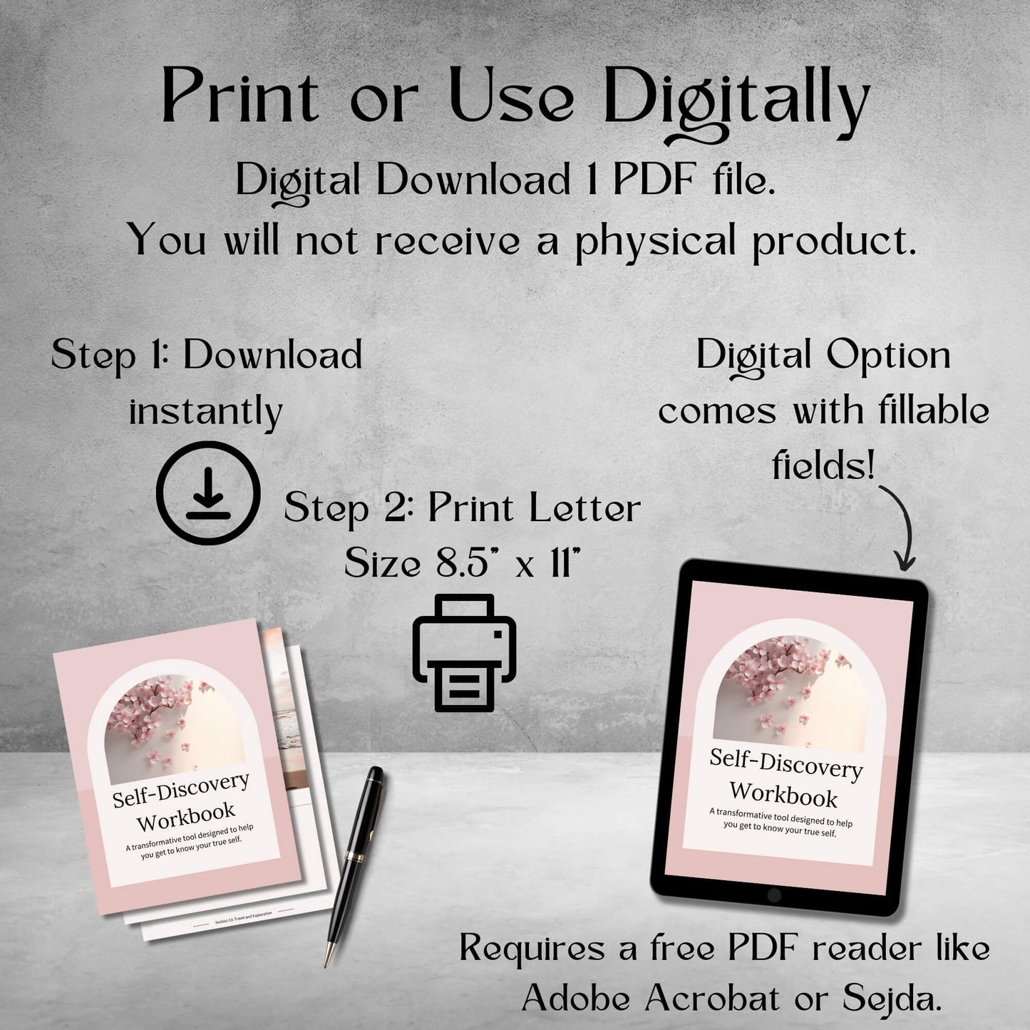 Self-Discovery Workbook - Instant Pdf Download