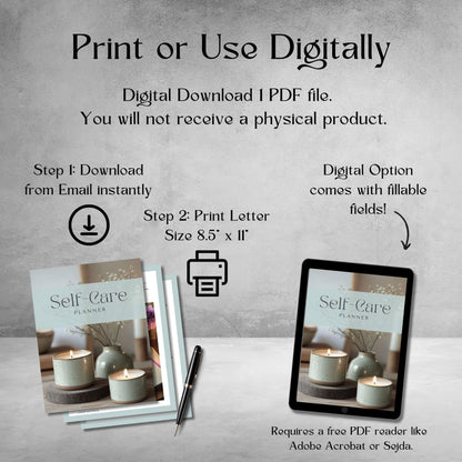 Self-Care Planner - Instant Pdf Download